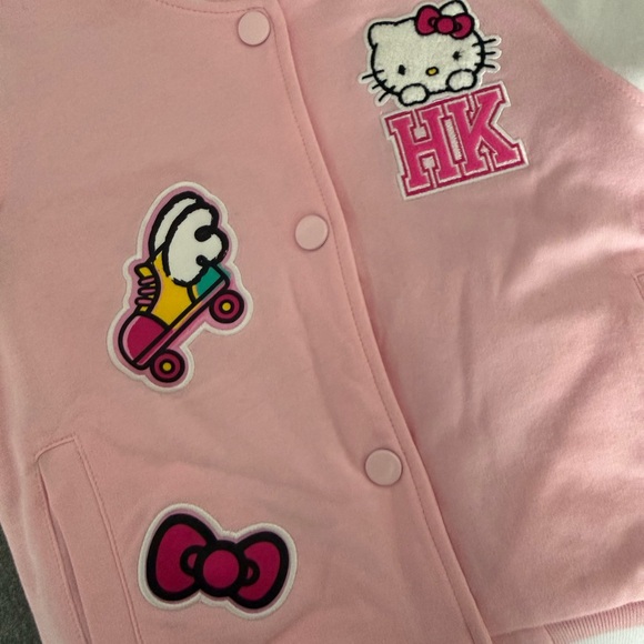 NWT Hello Kitty French Terry Varsity Bomber Jacket (pink/white) Girls size 5 - Picture 11 of 11